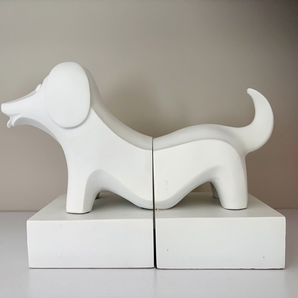 Jonathan Adler Dachshund Bookends – White Resin – Vintage - Picture 2 of 15